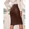 imageFloerns Womens Solid PU Leather High Waist Bodycon Pencil Midi SkirtA Coffee Brown