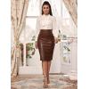 imageFloerns Womens Solid PU Leather High Waist Bodycon Pencil Midi SkirtA Coffee Brown