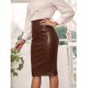 imageFloerns Womens Solid PU Leather High Waist Bodycon Pencil Midi SkirtA Coffee Brown