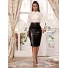 imageFloerns Womens Solid PU Leather High Waist Bodycon Pencil Midi SkirtBlack