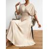 imageFloerns Womens V Neck Half Sleeve Ruched Cocktail Evening A Line Long DressApricot