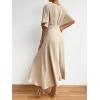 imageFloerns Womens V Neck Half Sleeve Ruched Cocktail Evening A Line Long DressApricot