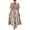 imageFloerns Womens V Neck Half Sleeve Ruched Cocktail Evening A Line Long DressApricot and Black