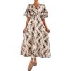 imageFloerns Womens V Neck Half Sleeve Ruched Cocktail Evening A Line Long DressApricot and Black