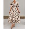 imageFloerns Womens V Neck Half Sleeve Ruched Cocktail Evening A Line Long DressApricot and Black
