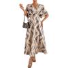imageFloerns Womens V Neck Half Sleeve Ruched Cocktail Evening A Line Long DressApricot and Black
