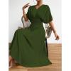 imageFloerns Womens V Neck Half Sleeve Ruched Cocktail Evening A Line Long DressArmy Green