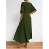 imageFloerns Womens V Neck Half Sleeve Ruched Cocktail Evening A Line Long DressArmy Green