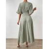 imageFloerns Womens V Neck Half Sleeve Ruched Cocktail Evening A Line Long DressBean Green