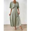 imageFloerns Womens V Neck Half Sleeve Ruched Cocktail Evening A Line Long DressBean Green