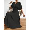imageFloerns Womens V Neck Half Sleeve Ruched Cocktail Evening A Line Long DressBlack