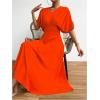 imageFloerns Womens V Neck Half Sleeve Ruched Cocktail Evening A Line Long DressBurnt Orange