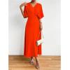 imageFloerns Womens V Neck Half Sleeve Ruched Cocktail Evening A Line Long DressBurnt Orange