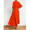 imageFloerns Womens V Neck Half Sleeve Ruched Cocktail Evening A Line Long DressBurnt Orange