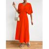 imageFloerns Womens V Neck Half Sleeve Ruched Cocktail Evening A Line Long DressBurnt Orange