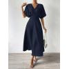 imageFloerns Womens V Neck Half Sleeve Ruched Cocktail Evening A Line Long DressDark Blue
