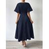 imageFloerns Womens V Neck Half Sleeve Ruched Cocktail Evening A Line Long DressDark Blue