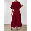 imageFloerns Womens V Neck Half Sleeve Ruched Cocktail Evening A Line Long DressDark Burgundy