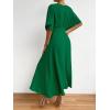 imageFloerns Womens V Neck Half Sleeve Ruched Cocktail Evening A Line Long DressDark Green