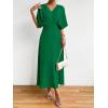imageFloerns Womens V Neck Half Sleeve Ruched Cocktail Evening A Line Long DressDark Green