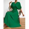 imageFloerns Womens V Neck Half Sleeve Ruched Cocktail Evening A Line Long DressDark Green