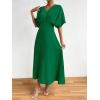 imageFloerns Womens V Neck Half Sleeve Ruched Cocktail Evening A Line Long DressDark Green