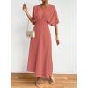 imageFloerns Womens V Neck Half Sleeve Ruched Cocktail Evening A Line Long DressDusty Pink