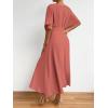 imageFloerns Womens V Neck Half Sleeve Ruched Cocktail Evening A Line Long DressDusty Pink