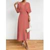 imageFloerns Womens V Neck Half Sleeve Ruched Cocktail Evening A Line Long DressDusty Pink