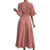 imageFloerns Womens V Neck Half Sleeve Ruched Cocktail Evening A Line Long DressGrey Pink