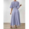imageFloerns Womens V Neck Half Sleeve Ruched Cocktail Evening A Line Long DressMauve Purple