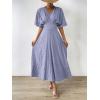imageFloerns Womens V Neck Half Sleeve Ruched Cocktail Evening A Line Long DressMauve Purple