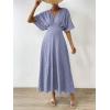 imageFloerns Womens V Neck Half Sleeve Ruched Cocktail Evening A Line Long DressMauve Purple