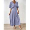 imageFloerns Womens V Neck Half Sleeve Ruched Cocktail Evening A Line Long DressMauve Purple