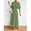 imageFloerns Womens V Neck Half Sleeve Ruched Cocktail Evening A Line Long DressMint Green