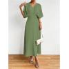 imageFloerns Womens V Neck Half Sleeve Ruched Cocktail Evening A Line Long DressMint Green