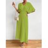 imageFloerns Womens V Neck Half Sleeve Ruched Cocktail Evening A Line Long DressOlive Green