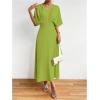imageFloerns Womens V Neck Half Sleeve Ruched Cocktail Evening A Line Long DressOlive Green