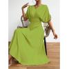 imageFloerns Womens V Neck Half Sleeve Ruched Cocktail Evening A Line Long DressOlive Green