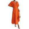 imageFloerns Womens V Neck Half Sleeve Ruched Cocktail Evening A Line Long DressOrange