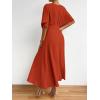 imageFloerns Womens V Neck Half Sleeve Ruched Cocktail Evening A Line Long DressRust Brown