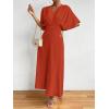 imageFloerns Womens V Neck Half Sleeve Ruched Cocktail Evening A Line Long DressRust Brown