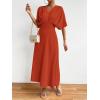 imageFloerns Womens V Neck Half Sleeve Ruched Cocktail Evening A Line Long DressRust Brown