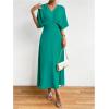 imageFloerns Womens V Neck Half Sleeve Ruched Cocktail Evening A Line Long DressTeal Blue
