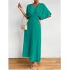 imageFloerns Womens V Neck Half Sleeve Ruched Cocktail Evening A Line Long DressTeal Blue