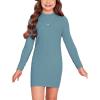 imageFloerns Girls Long Sleeve Mock Neck Rib Knit Fitted Pencil DressDusty Blue