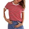 imageFloerns Womens Casual Striped Crew Neck Short Sleeve T Shirts Tee TopsA Red and White