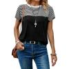 imageFloerns Womens Casual Striped Crew Neck Short Sleeve T Shirts Tee TopsBlack Ink White