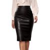 imageFloerns Womens Solid PU Leather High Waist Bodycon Pencil Midi SkirtBlack
