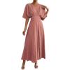 imageFloerns Womens V Neck Half Sleeve Ruched Cocktail Evening A Line Long DressGrey Pink